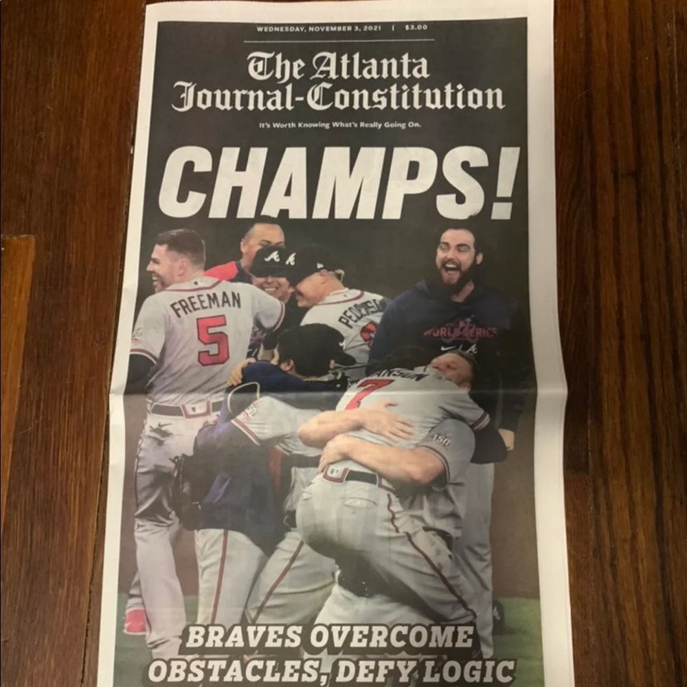 Atlanta Braves AJC World Series Champ 2021 paper
